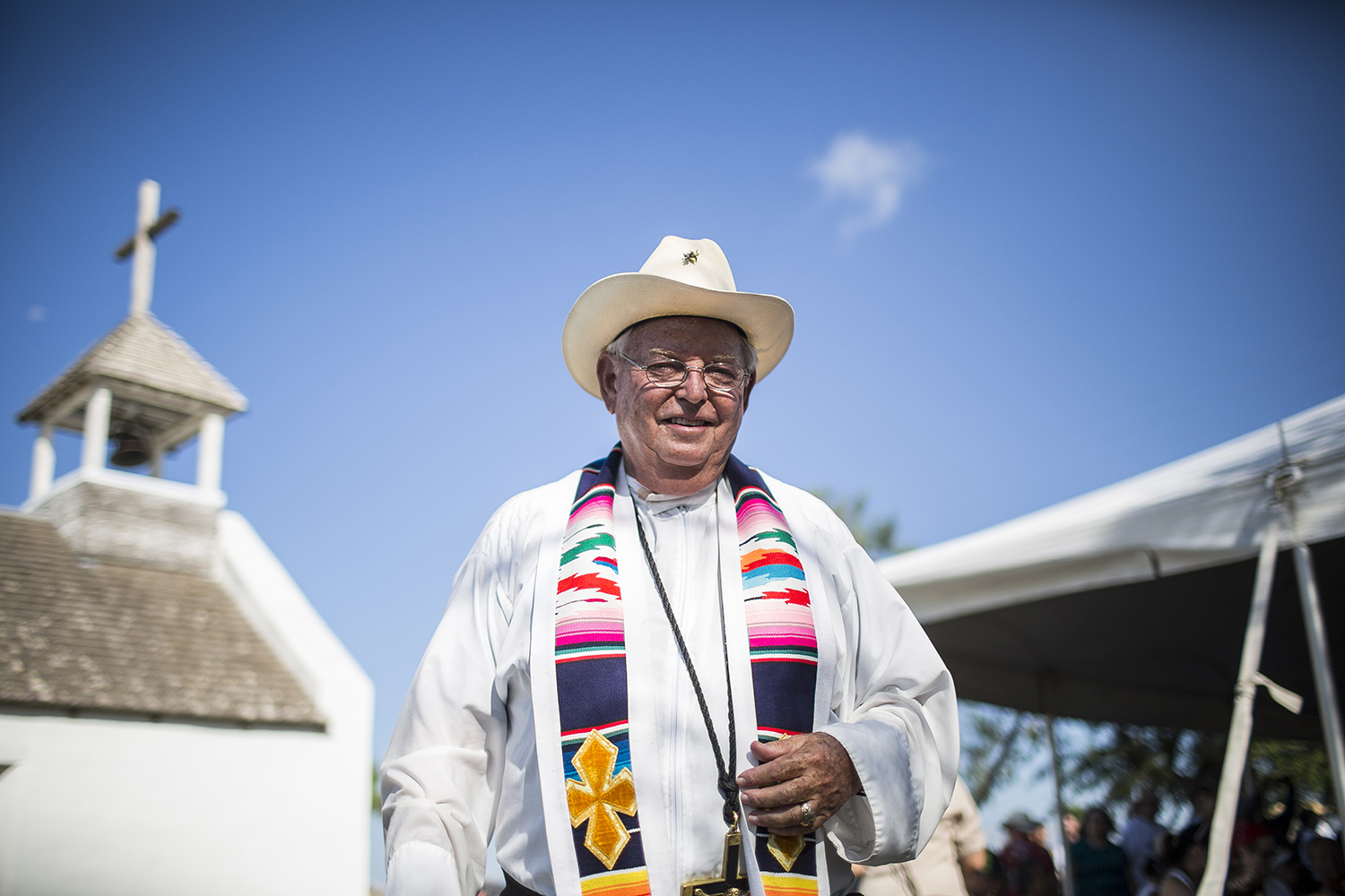 Father Roy Snipes of the Our Lady of Guadalupe Church in Mission, at the rally to save La Lomita Mission on Aug. 12, 2017. 