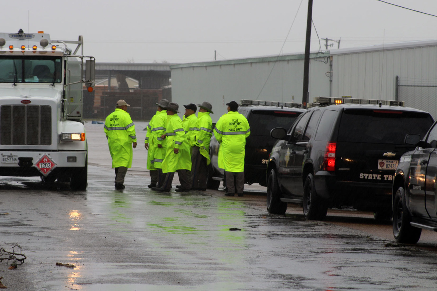 Texas state troopers are shown in Rockport on Aug. 26, 2017, the day after the town sustained heavy damage from Hurricane Harvey. 