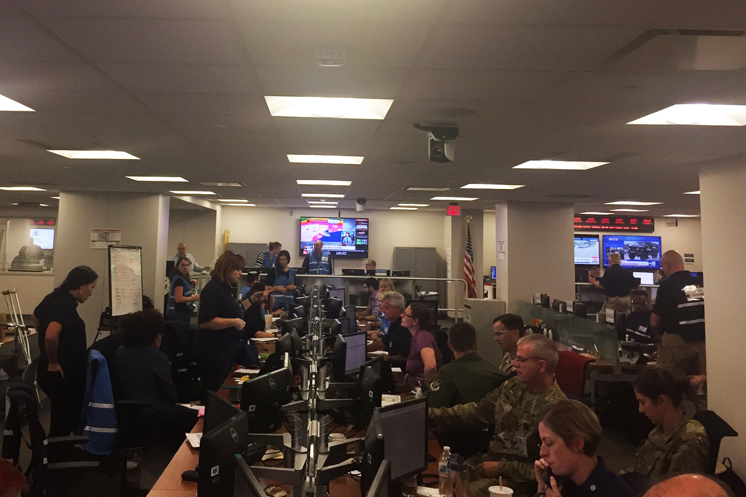 The Federal Emergency Management Agency (FEMA) command post in Washington, D.C. on Sunday afternoon, Aug. 27, 2017, as Harvey continues to dump historic amounts of water on parts of Texas.