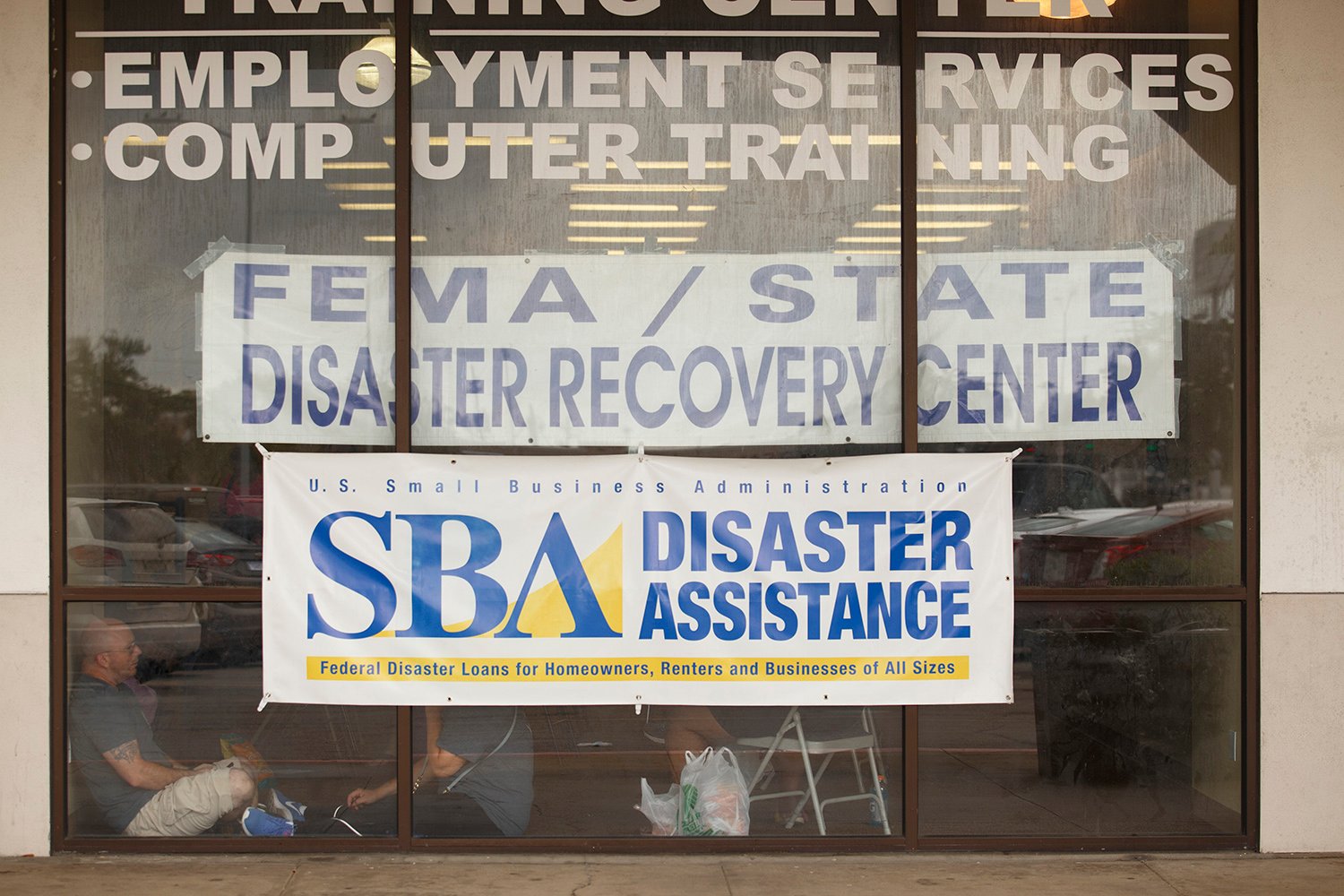 A Federal Emergency Management Agency disaster recovery center, where Harvey victims can register for assistance and find a number of other services from state, federal, and local organizations. There are currently two in the county— this one in Beaumont, one in Port Arthur. Ken Higginbotham, a FEMA spokesman in Beaumont, said that flood damage was so extensive in Jefferson County that the agency had trouble finding a suitable location for them.