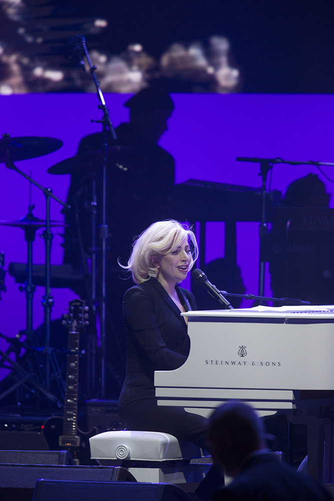 Musician Lady Gaga does her soundcheck before a concert for hurricane victims held in College Station on Oct. 21, 2017.