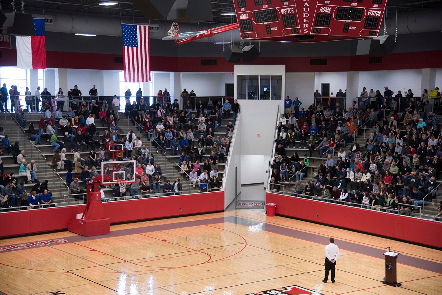 U.S. Rep. Michael Burgess, R-Lewisville, speaks during a town hall meeting within his district at Flower Mound Marcus High School in Flower Mound, Texas on March 4, 2017. 