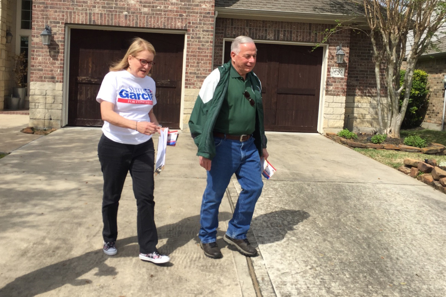 State Sen. Sylvia Garcia and U.S. Rep. Gene Green were knocking on doors in Humble for her congressional campaign on Saturday, March 3, 2018.