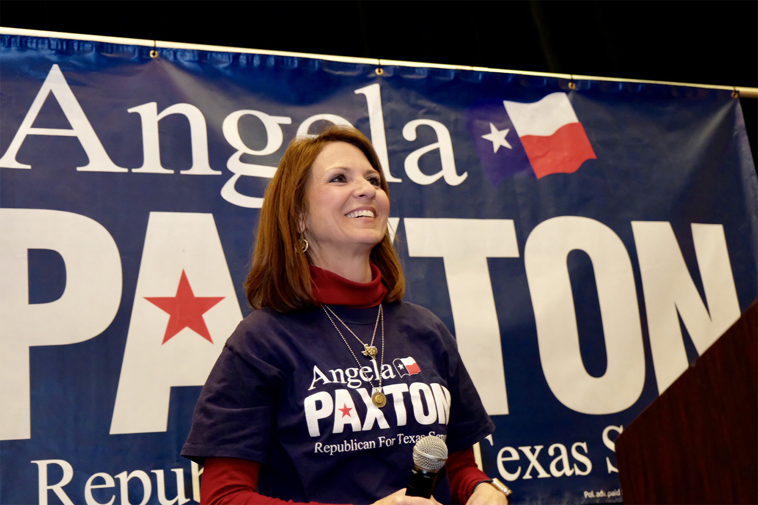 Angela Paxton speaks to her supporters at her primary election night watch party in Allen on Mar. 6, 2018. 