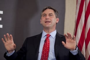 U.S. Senate candidate Craig James gestures while making a point during TribLive on February 23, 2012.