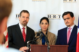 Hispanic Republicans of Texas (HRT). Left to right,  Juan Hernandez, Sonia Medina and Jacob Monte.