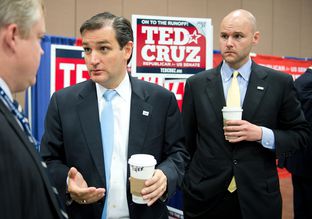 Adviser Jason Johnson (right) helped former Solicitor General Ted Cruz rise from underdog to champion in the 2012 Republican U.S. Senate primary.