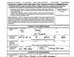 A complaint filed with the Texas Ethics Commission.