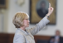 Sen. Florence Shapiro, R-Plano, votes to table an amendment by Sen. Wendy Davis (not shown) on SB8 an education bill that gives school administrators added powers to lower teacher pay and establish furloughs.  The bill tentatively passed, 18-12 on June 6, 2011.