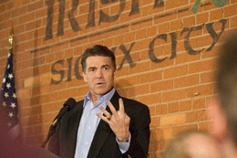 Gov. Rick Perry delivering his stump speech during an early morning campaign stop in Sioux City, Iowa, on Oct. 8, 2011.