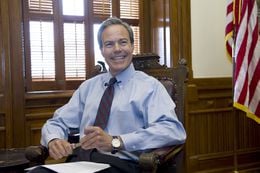 House Speaker Joe Straus, R-San Antonio, smiles at the end of a press briefing May 30, 2012 at his Capitol office.