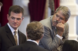 State Rep. Brandon Creighton, R-Conroe, and Rep. Larry Taylor, R-Friendswood, in the House on June 27, 2011.
