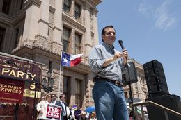U.S. Senate candidate Ted Cruz speaks at the Texas Tea party rally Sunday May 6, 2012 at the Texas Capitol.  Cruz is trailing frontrunner David Dewhurst in the race to replace current Sen. Kay Bailey Hutchison.