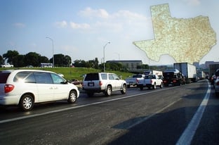 Traffic congestion on Interstate 35 in Austin. The freeway through central Austin is among the state's most congested road segments, according to a TxDOT study.