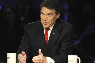 Gov. Rick Perry at the Republican presidential debate at Dartmouth College on Oct. 11, 2011.