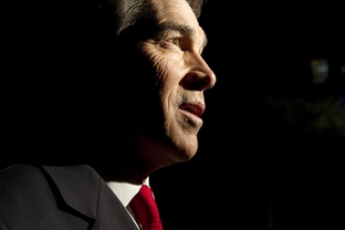 Gov. Rick Perry while leaving the Republican presidential debate at Dartmouth College on Oct. 11, 2011.