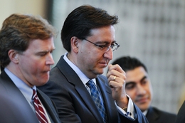 State Rep. Pete Gallego (c), D-Alpine, waits to speak on an amendment to HB1 the state budget on April 1, 2011