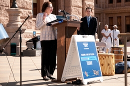Texas Secretary of State Hope Andrade announcing the launch of the 2010 census in Texas