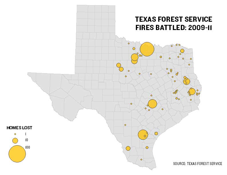 Texas Forestry Service Fire Map Texas Agency Battled 2,600 Fires Since 2009 | The Texas Tribune
