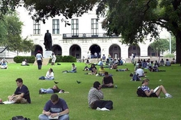 Students on the University of Texas at Austin campus.