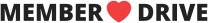 Logo consisting of the words "MEMBER DRIVE" in black uppercase letters with a red heart placed between the words.